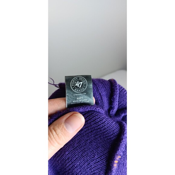 Minnesota Vikings 47 Striped Crown Cuffed Pom Knit Beanie Cap Hat - KIDS - Picture 3 of 5